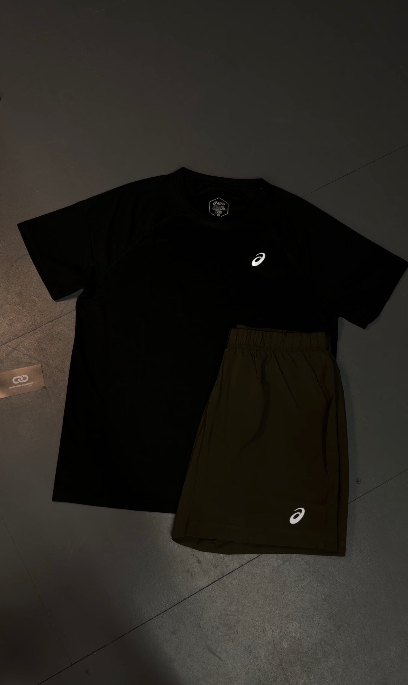 Asics T-Shirt and Shorts(Black/Khaki)