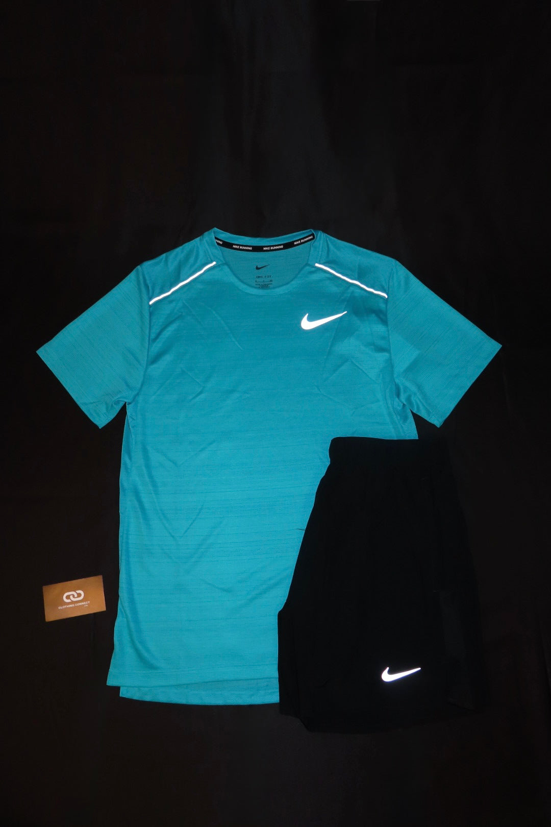 Nike Miler T Shirt/5 Inch Shorts (Dusty Cactus/Black)