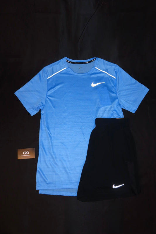 Nike Miler T Shirt/5 Inch Shorts (University Blue/Black)