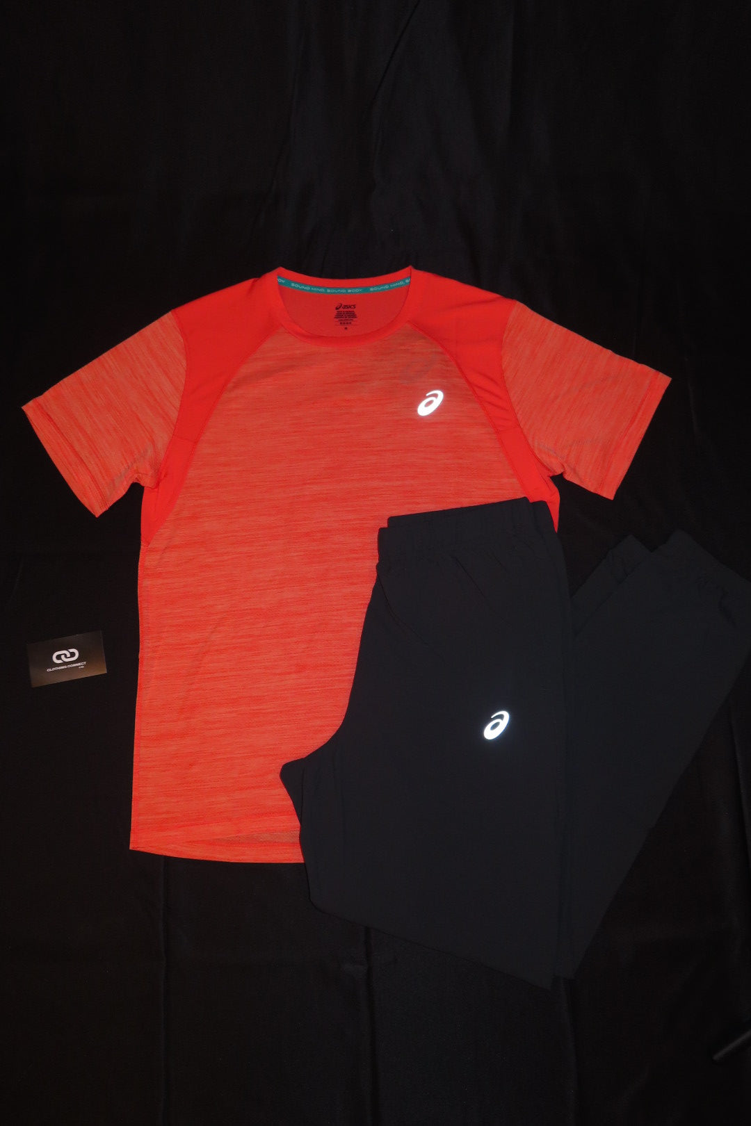 Asics Road T-Shirt/Asics Run Pants (Orange/Grey)